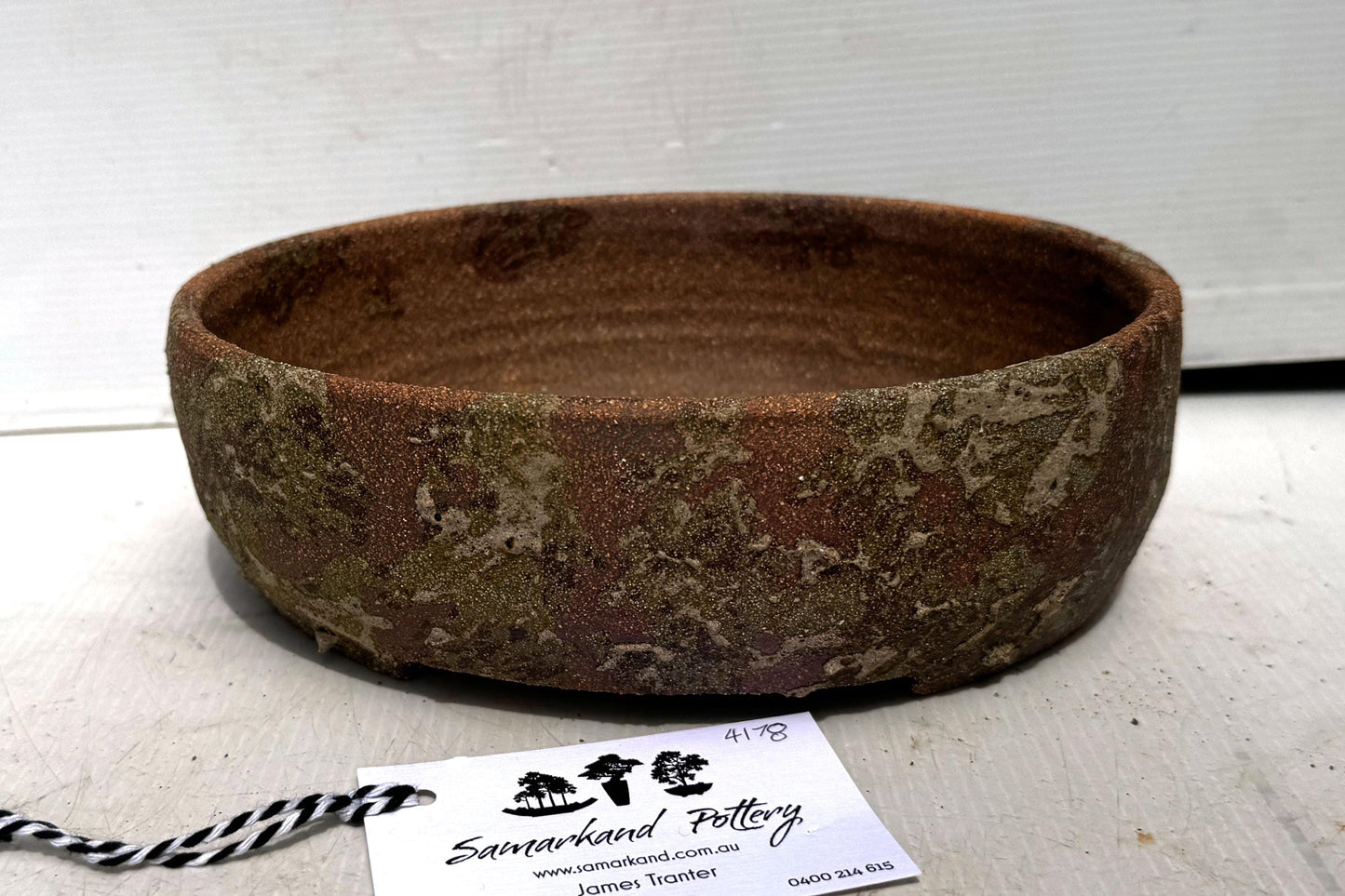Oval 22.5cm Brown Woodash Smooth Finish Stoneware Bonsai Pot