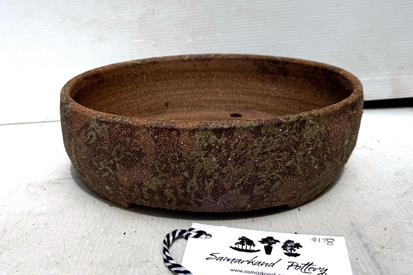 Oval 22.5cm Brown Woodash Smooth Finish Stoneware Bonsai Pot