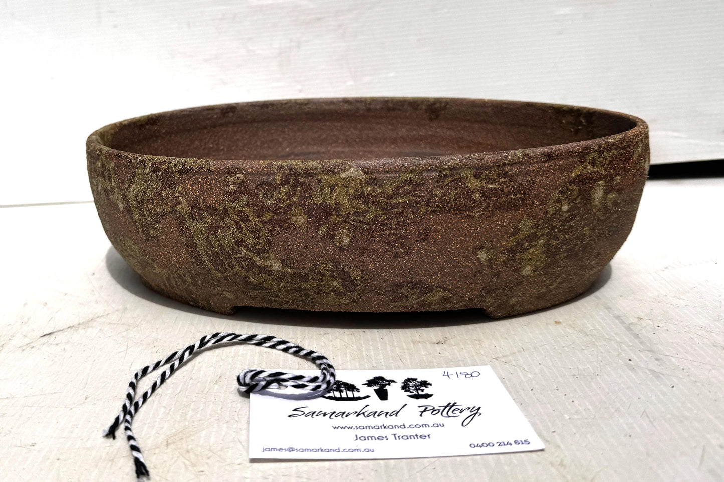 Oval 27.5cm Brown Woodash Smooth Finish Stoneware Bonsai Pot