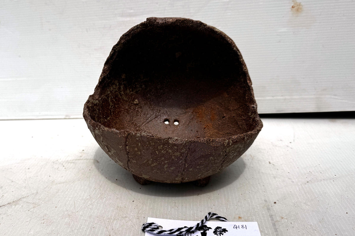 Moon 17.5cm Brown Stoneware Bonsai Pot