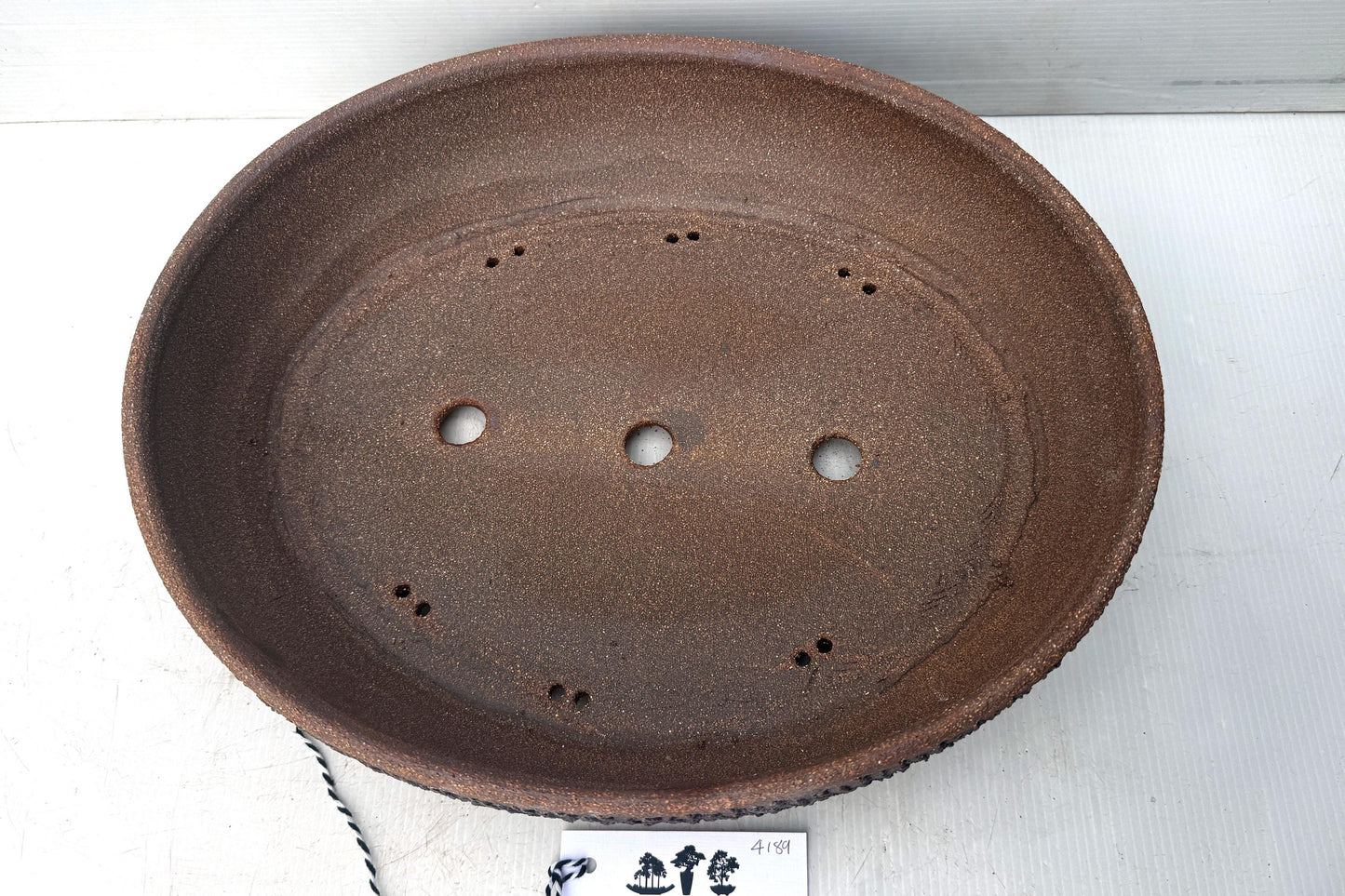 38cm Oval Brown and Black Textured Stoneware Bonsai Pot