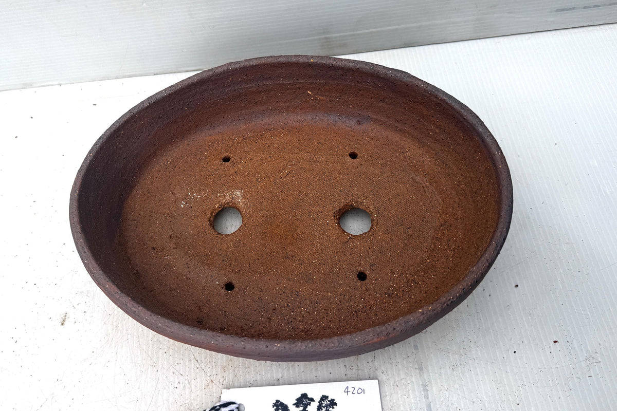 Oval 25cm Brown Stoneware Unglazed Bonsai Pot