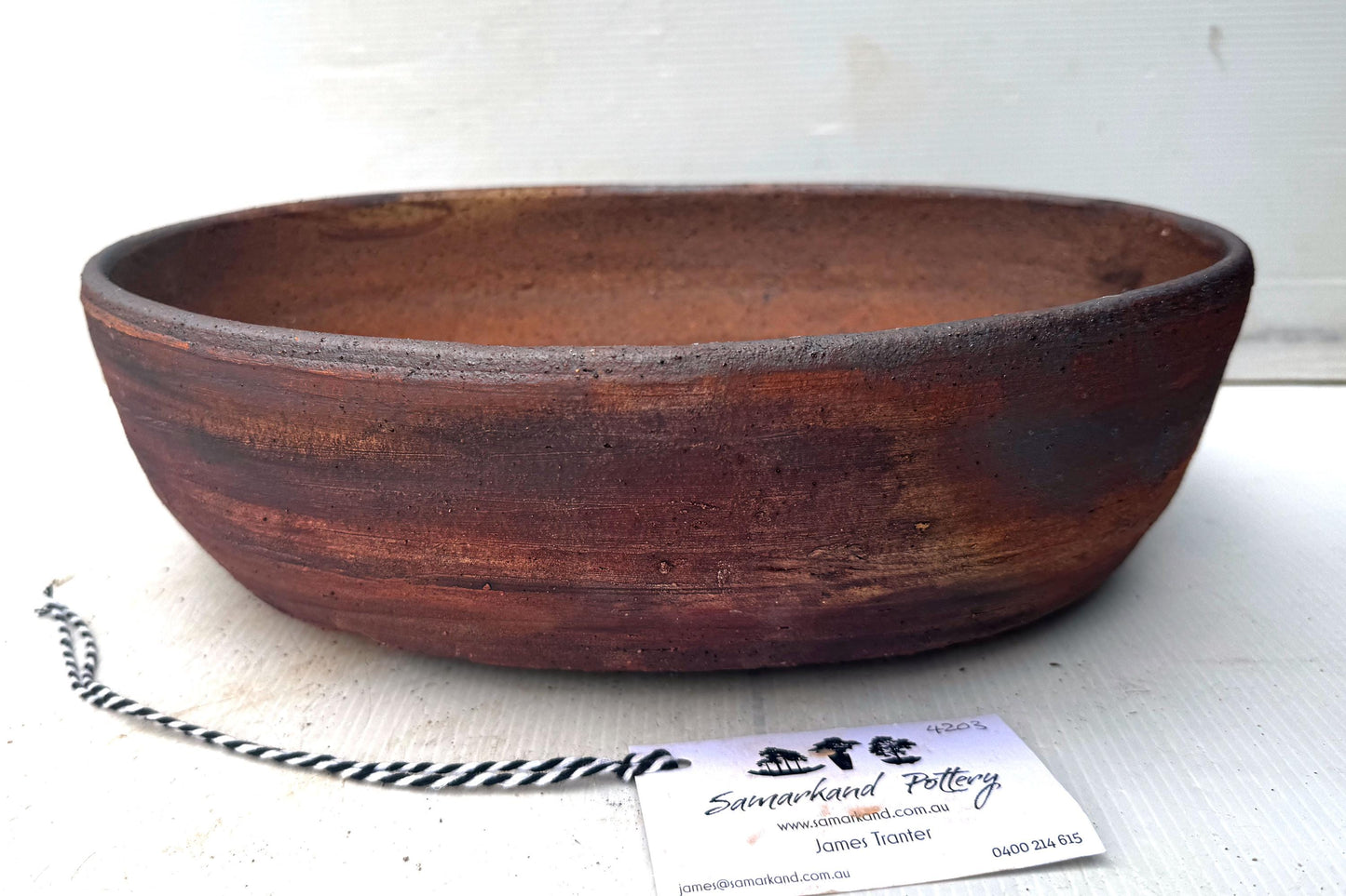 Oval 35cm Brown Stoneware Unglazed Bonsai Pot