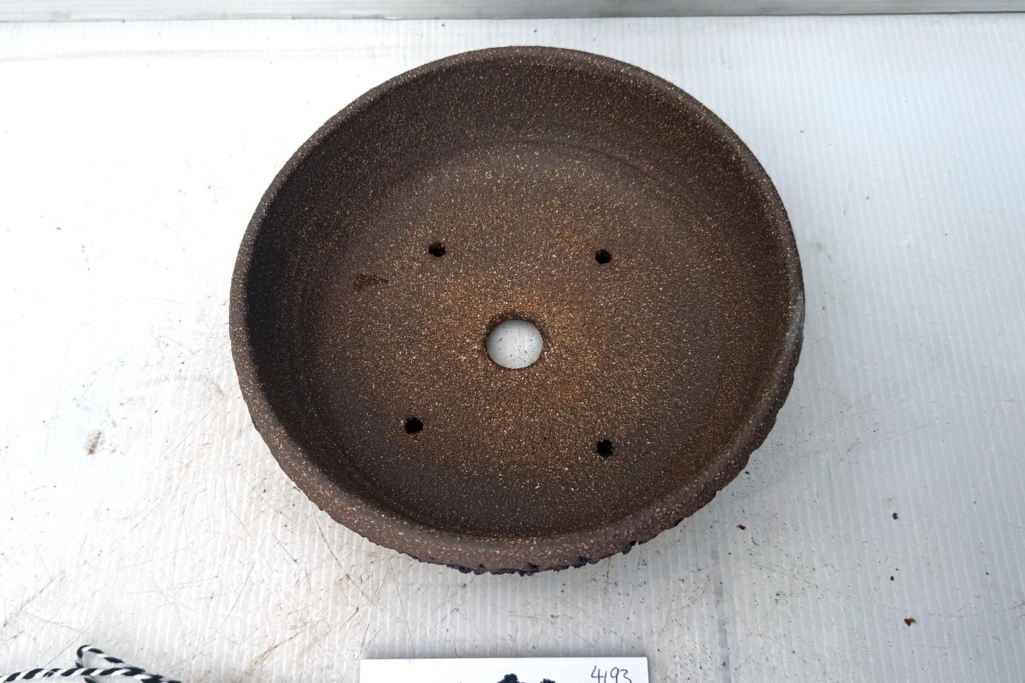 Round 18cm Brown Textured Stoneware Bonsai Pot