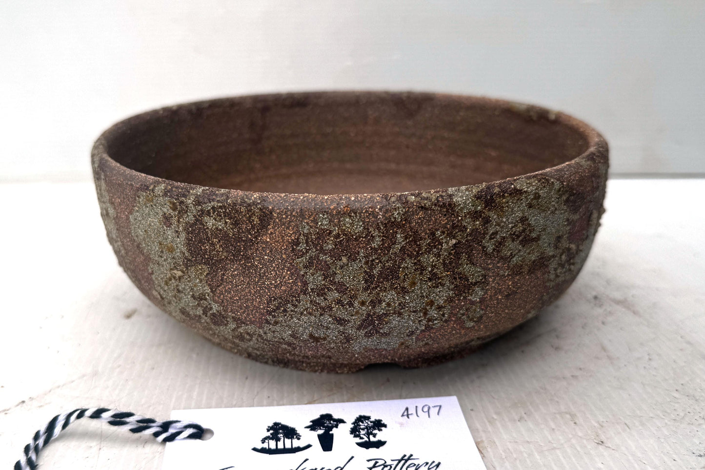 Round 20cm Brown Smooth Stoneware Woodash Bonsai Pot