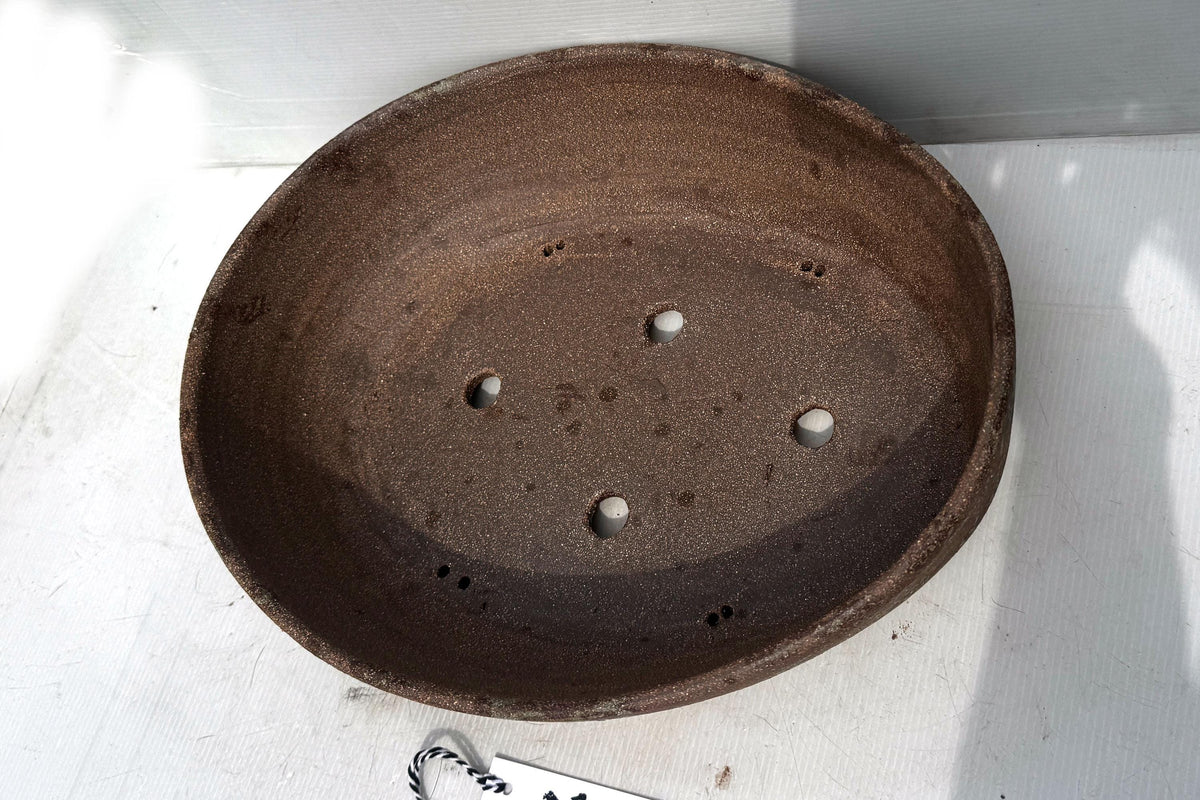 Oval 39cm Brown Woodash Smooth Finish Stoneware Bonsai Pot