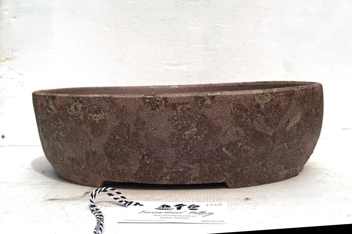 Oval 39cm Brown Woodash Smooth Finish Stoneware Bonsai Pot