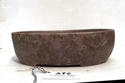 Oval 39cm Brown Woodash Smooth Finish Stoneware Bonsai Pot