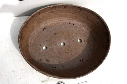 Oval 39cm Brown Woodash Smooth Finish Stoneware Bonsai Pot