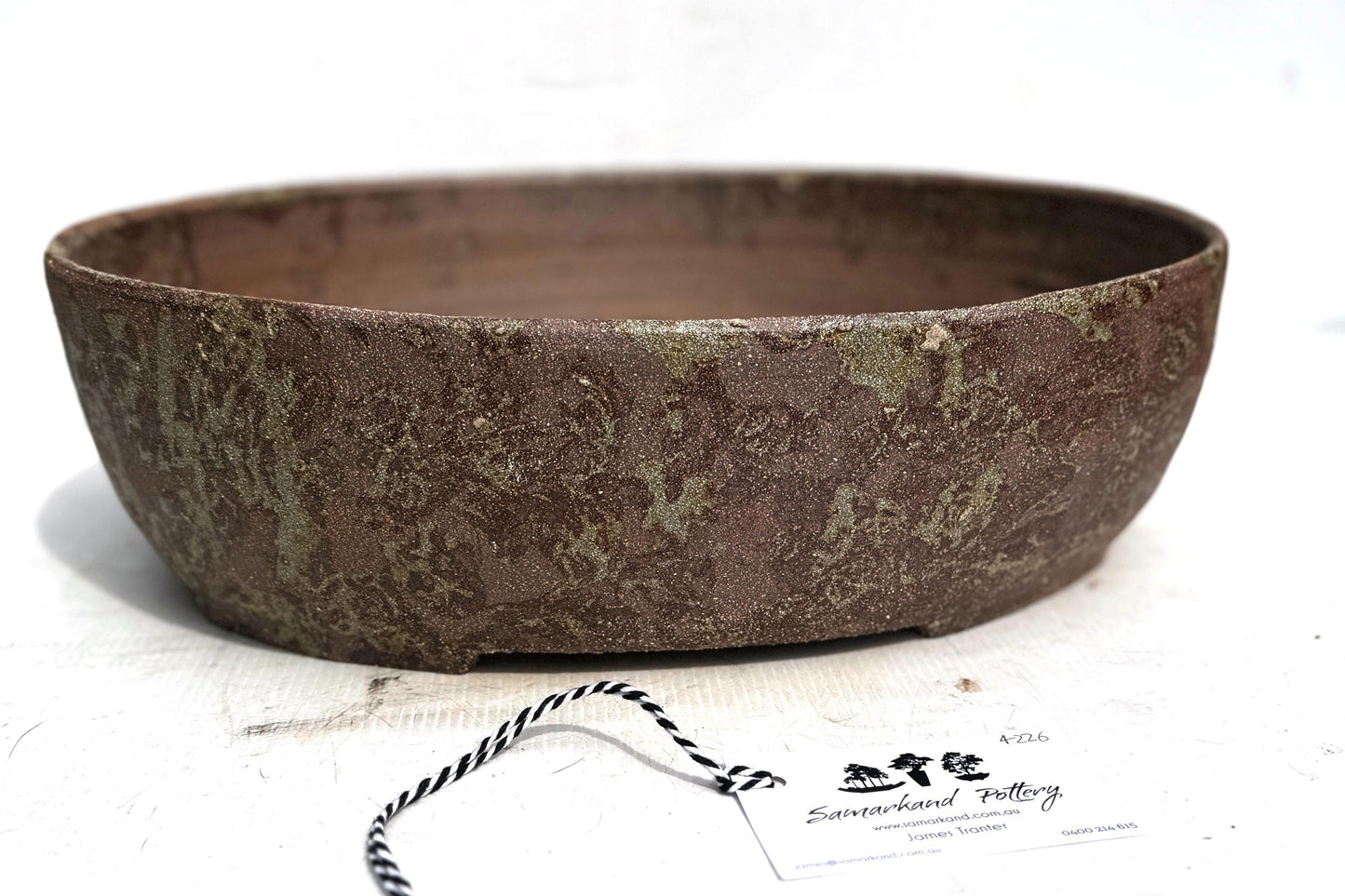 Oval 39cm Brown Woodash Smooth Finish Stoneware Bonsai Pot