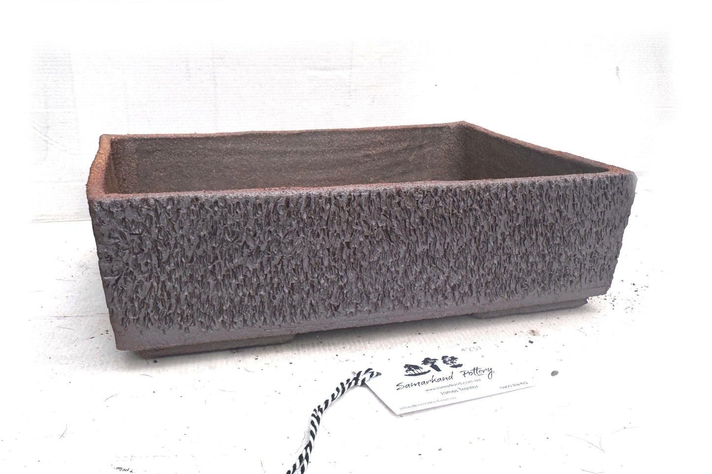 Rectangular 34cm Brown Textured Stoneware Bonsai Pot