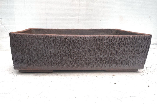 Rectangular 34cm Brown Textured Stoneware Bonsai Pot