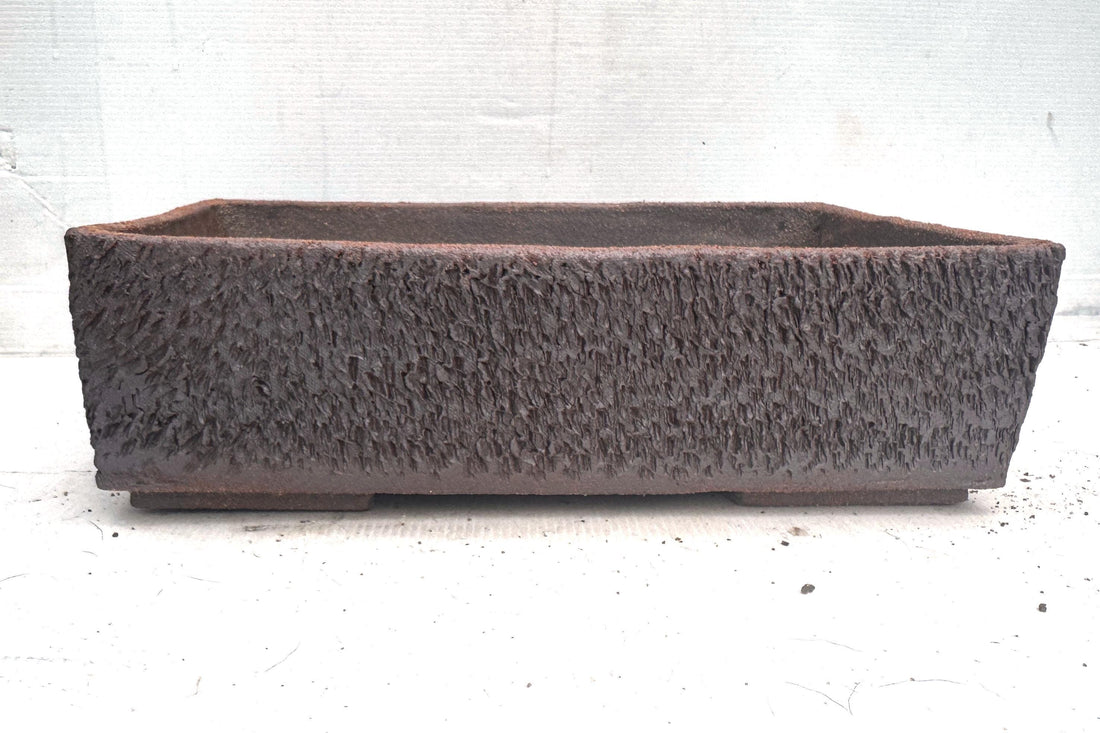 Rectangular 34cm Brown Textured Stoneware Bonsai Pot