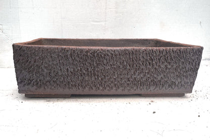 Rectangular 34cm Brown Textured Stoneware Bonsai Pot