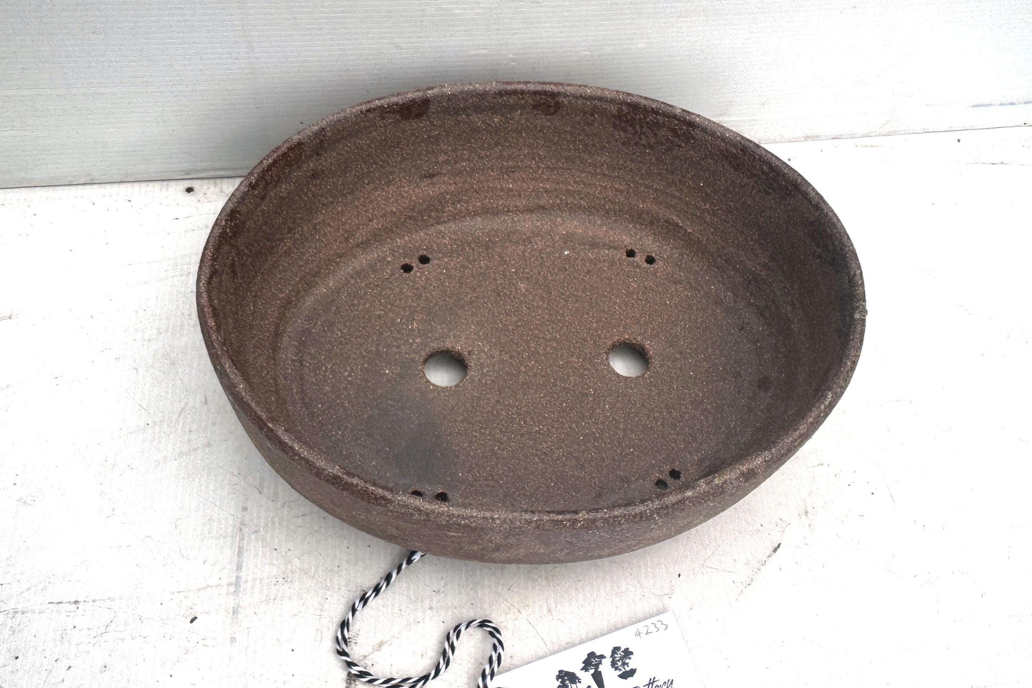 Oval 29cm Brown Woodash Smooth Finish Stoneware Bonsai Pot