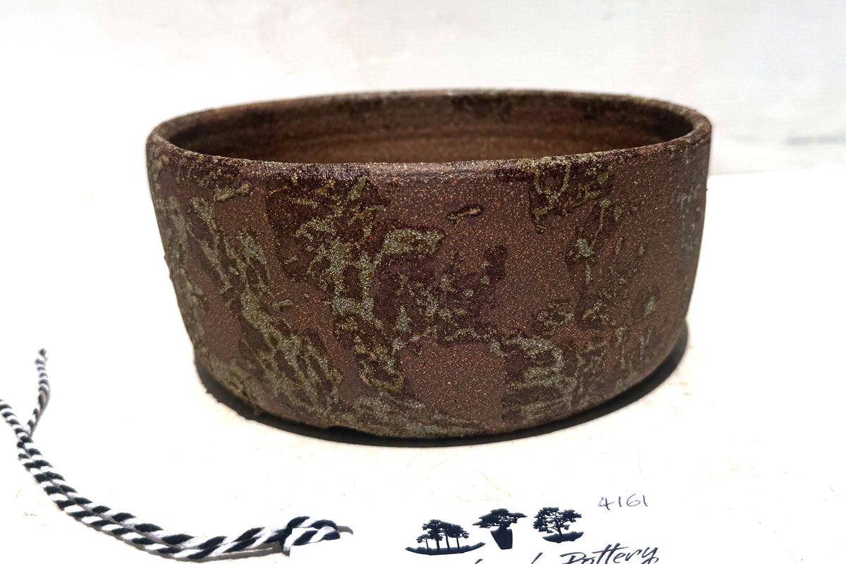 Round 18cm Brown Smooth Stoneware Woodash Bonsai Pot