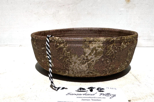 Round 19.5cm Brown Smooth Stoneware Woodash Bonsai Pot