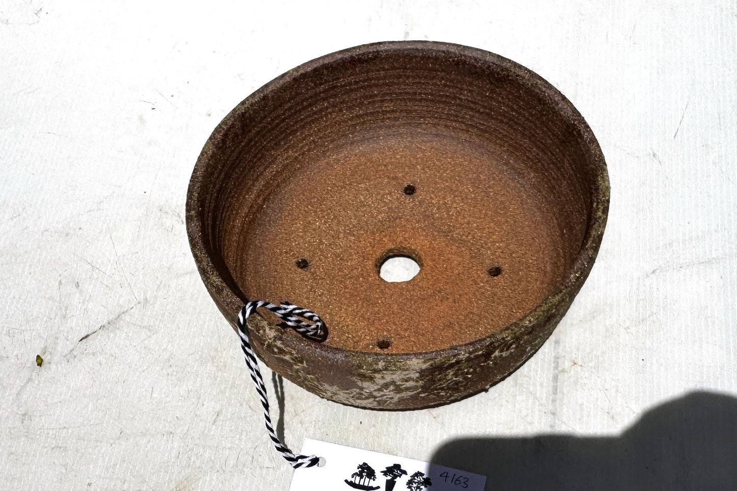 Round 19.5cm Brown Smooth Stoneware Woodash Bonsai Pot
