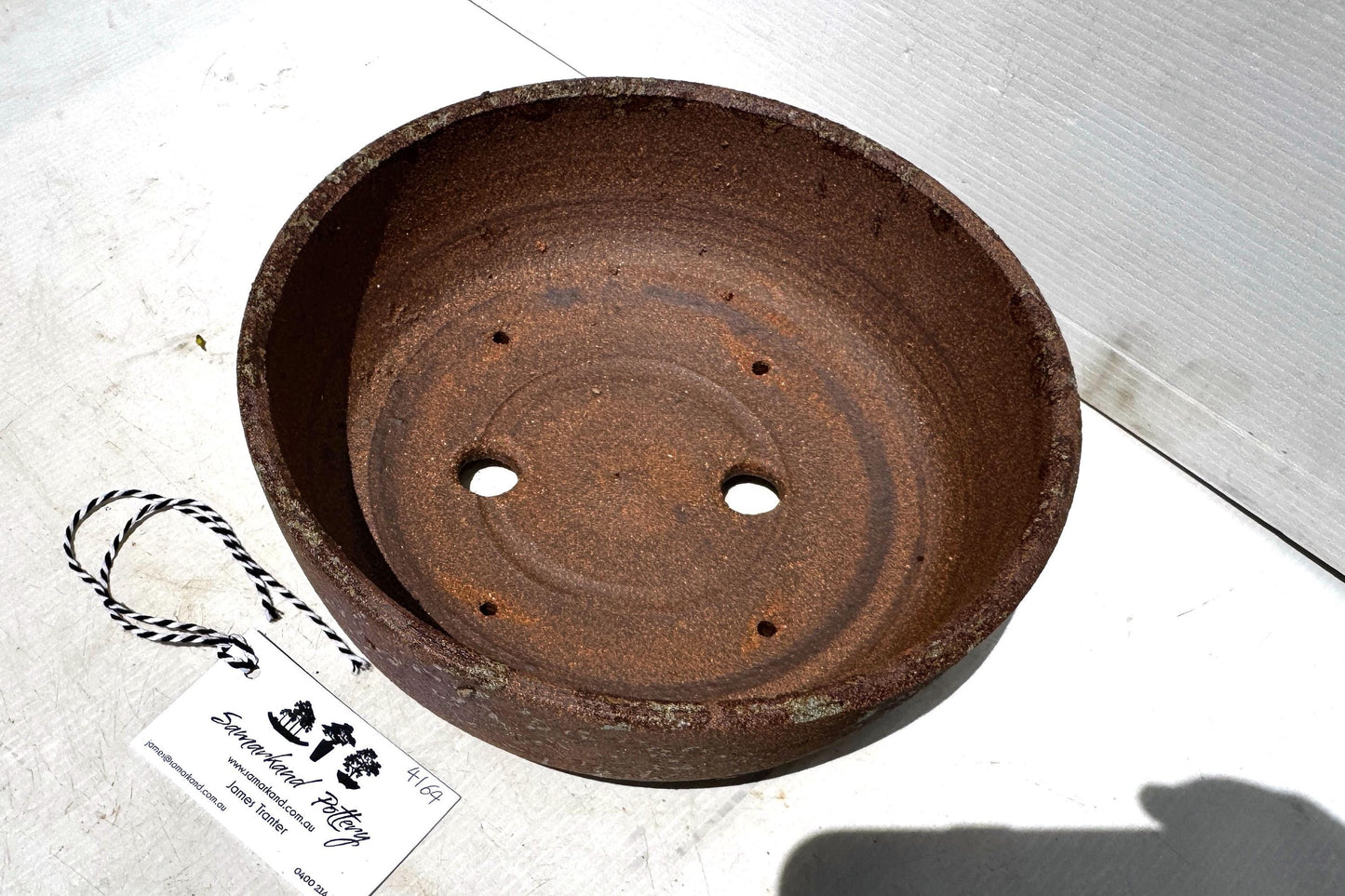 Round 25cm Brown Smooth Stoneware Woodash Bonsai Pot
