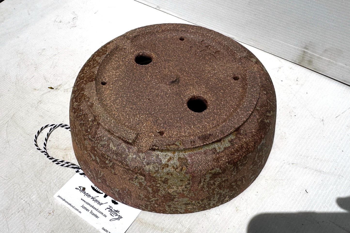 Round 25cm Brown Smooth Stoneware Woodash Bonsai Pot