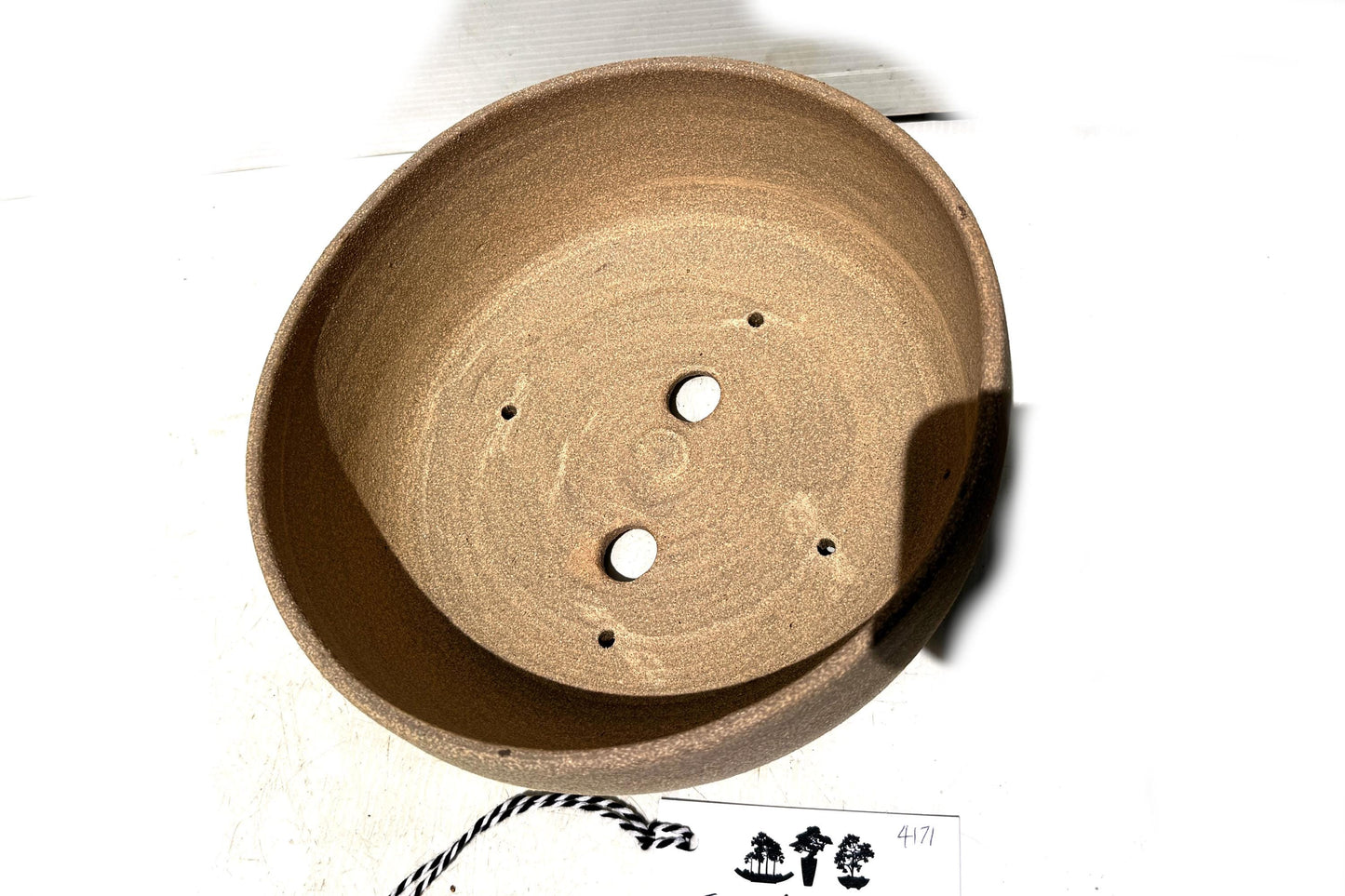 Round 23.5cm Beige Smooth Stoneware Bonsai Pot