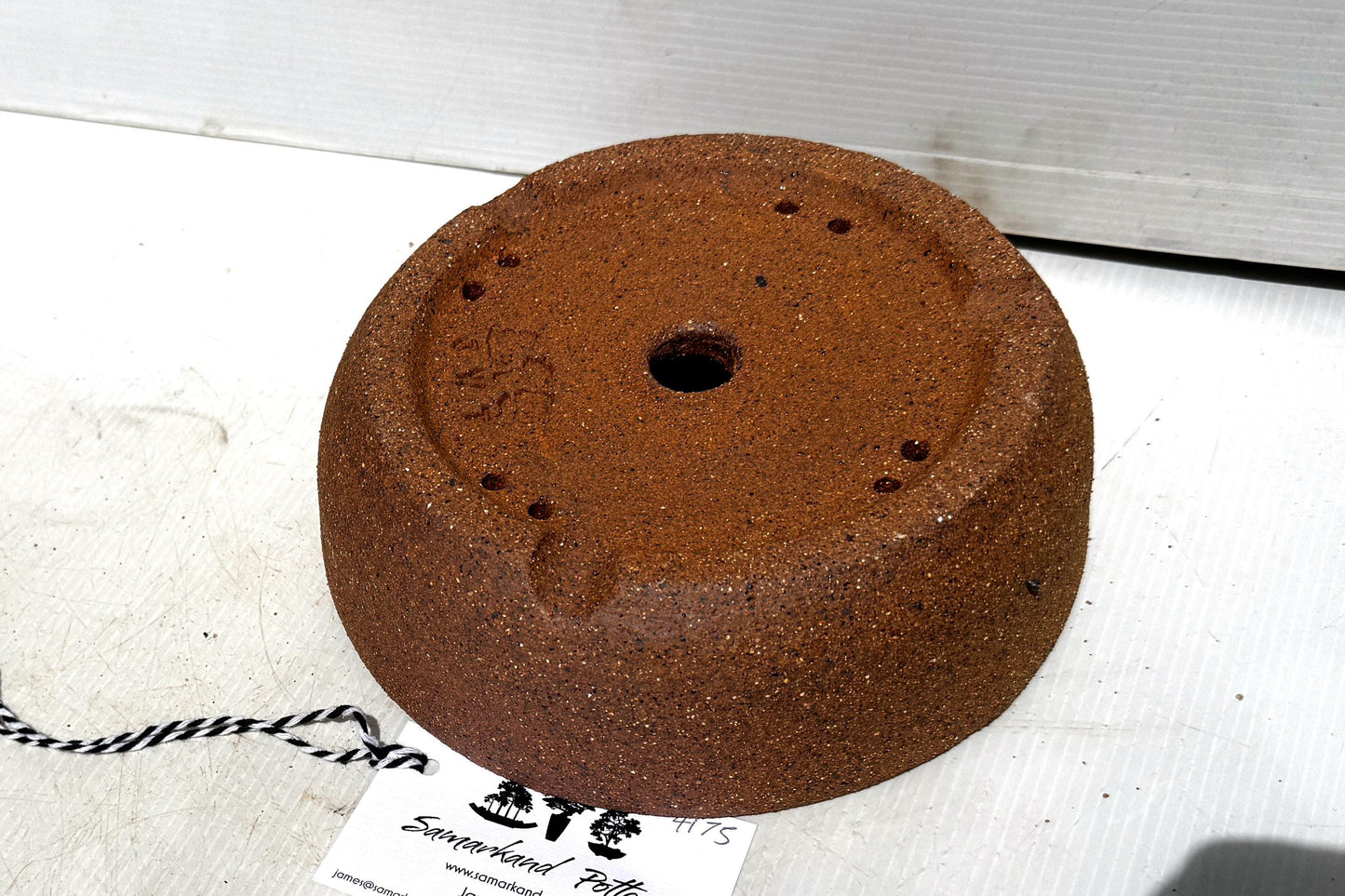 Round 19cm Brown Smooth Stoneware Bonsai Pot