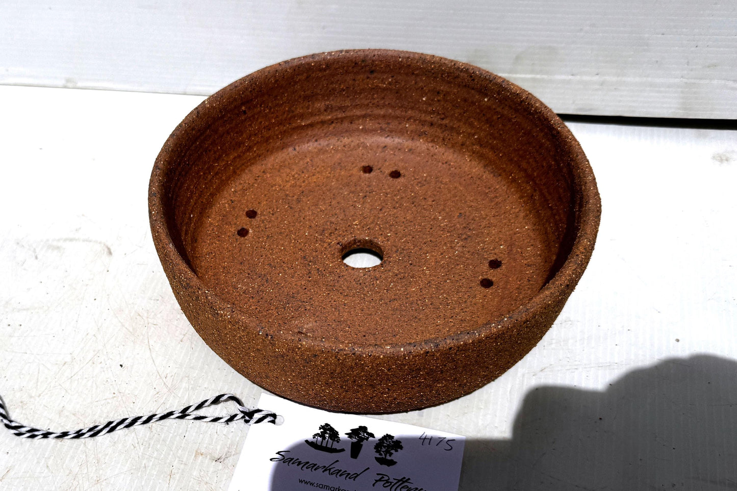 Round 19cm Brown Smooth Stoneware Bonsai Pot