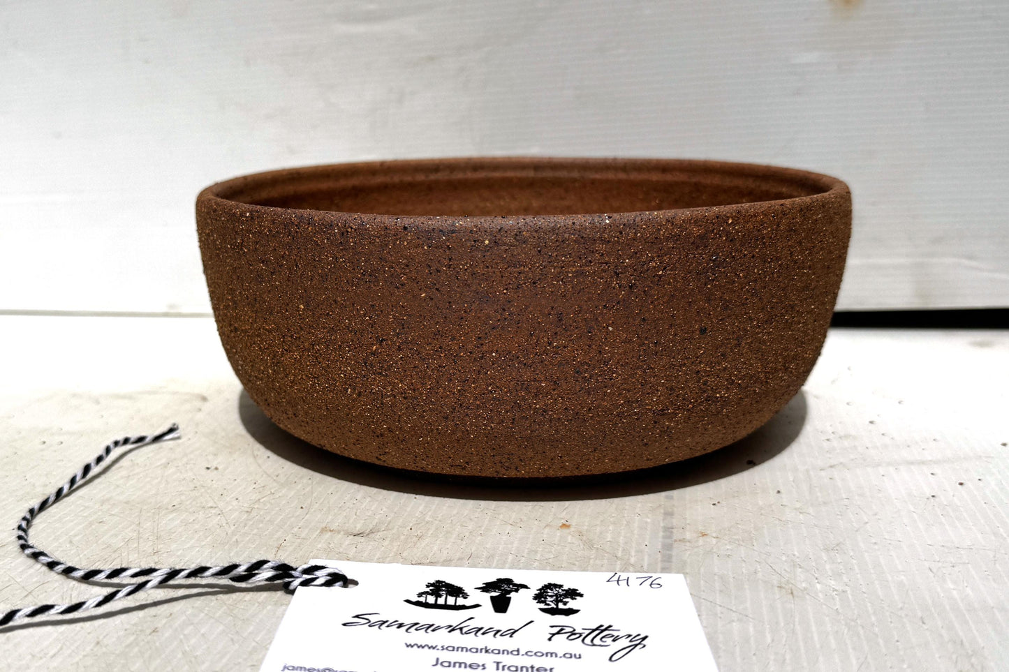 Round 22cm Brown Smooth Stoneware Bonsai Pot