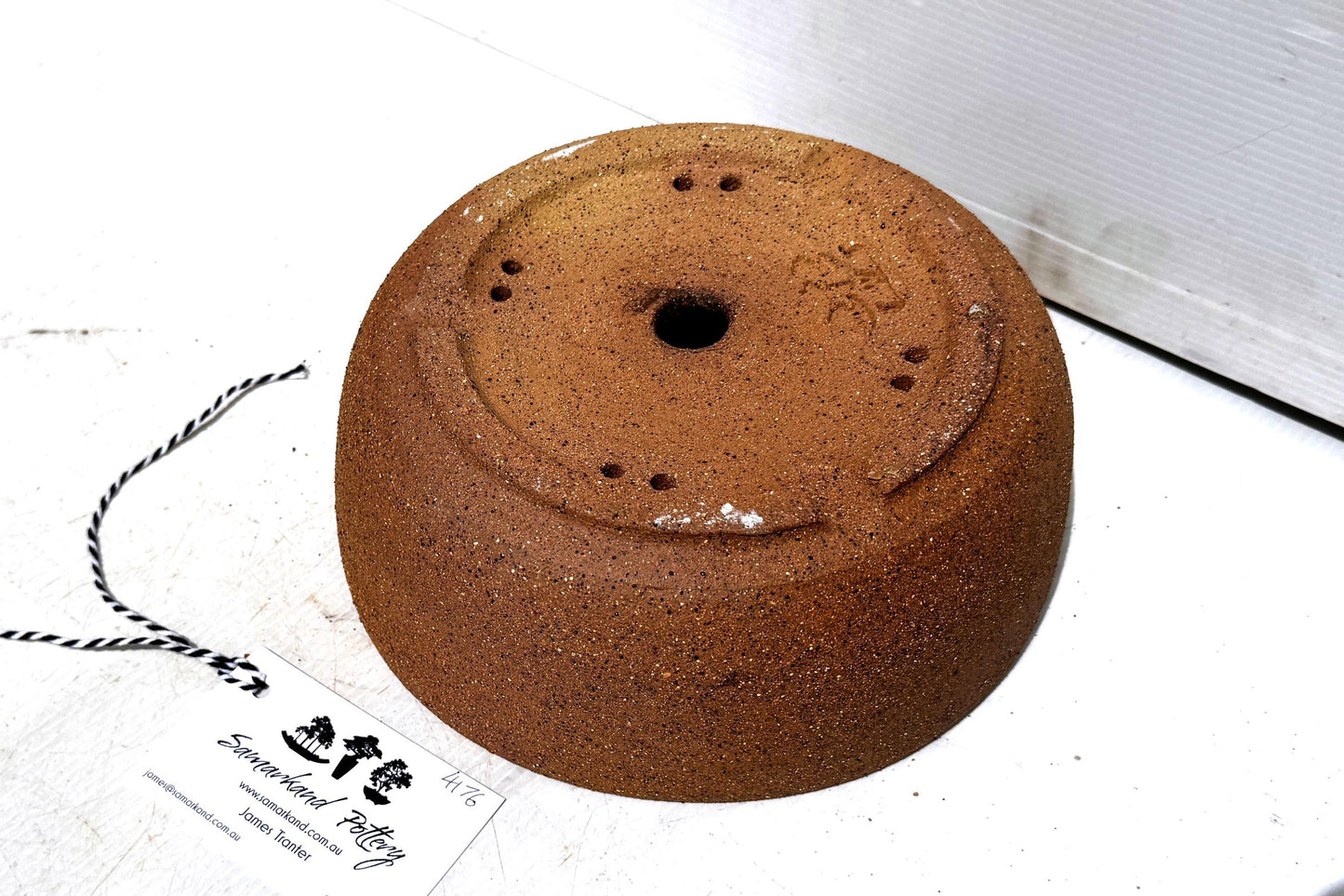 Round 22cm Brown Smooth Stoneware Bonsai Pot