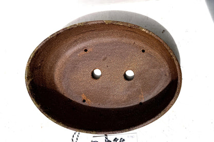 Oval 27.5cm Brown Woodash Smooth Finish Stoneware Bonsai Pot