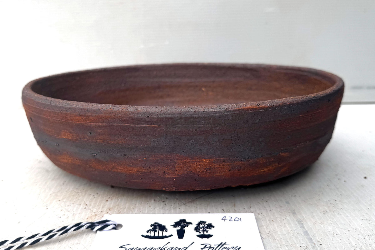Oval 25cm Brown Stoneware Unglazed Bonsai Pot