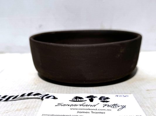 Round 15cm Black Stoneware Unglazed Bonsai Pot