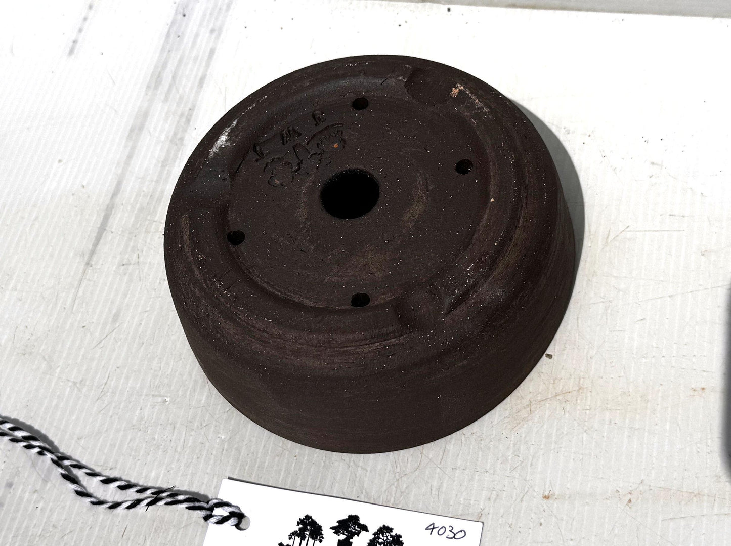 Round 15cm Black Stoneware Unglazed Bonsai Pot