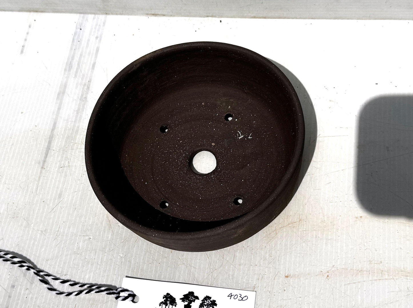 Round 15cm Black Stoneware Unglazed Bonsai Pot