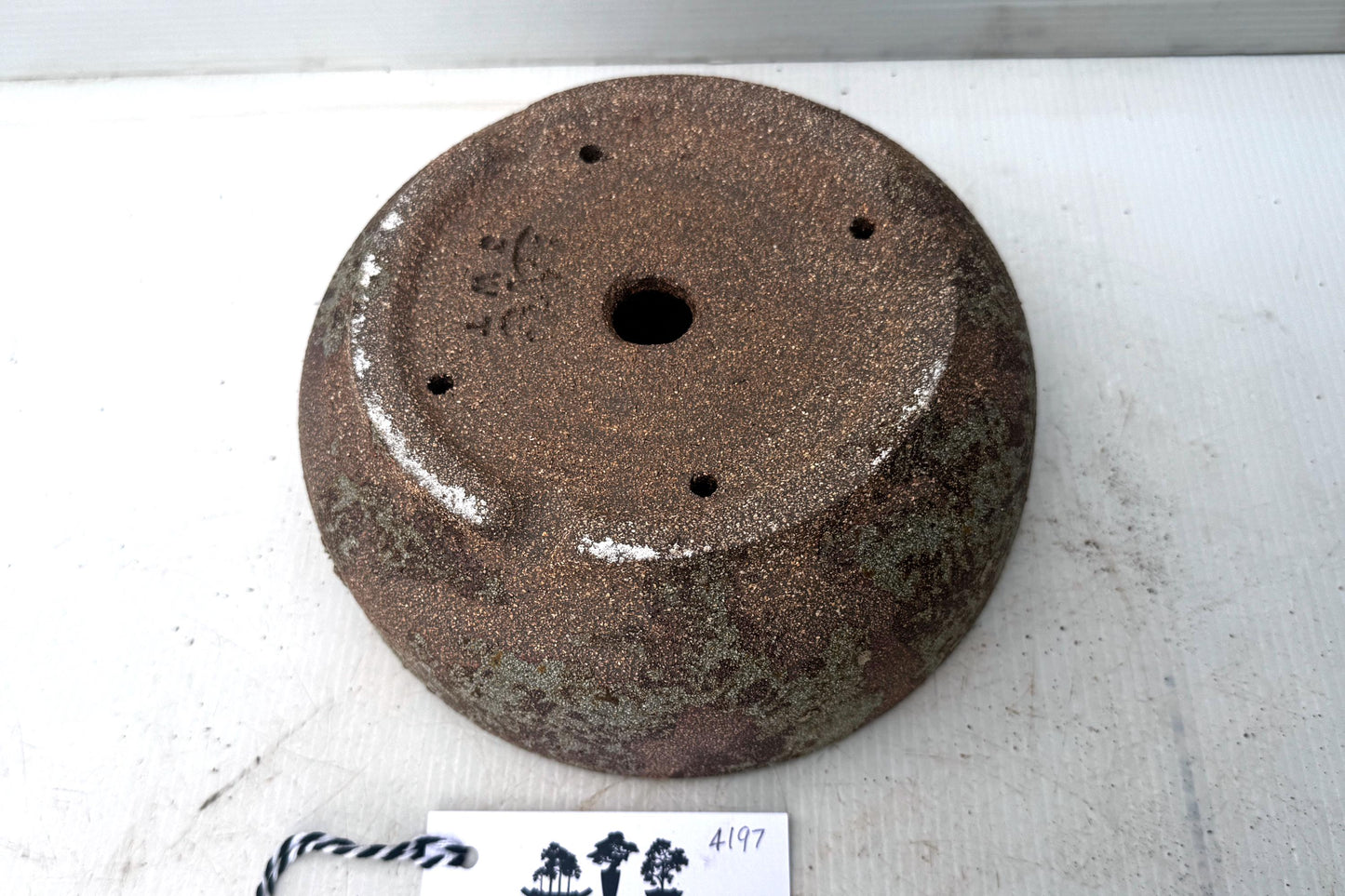 Round 20cm Brown Smooth Stoneware Woodash Bonsai Pot