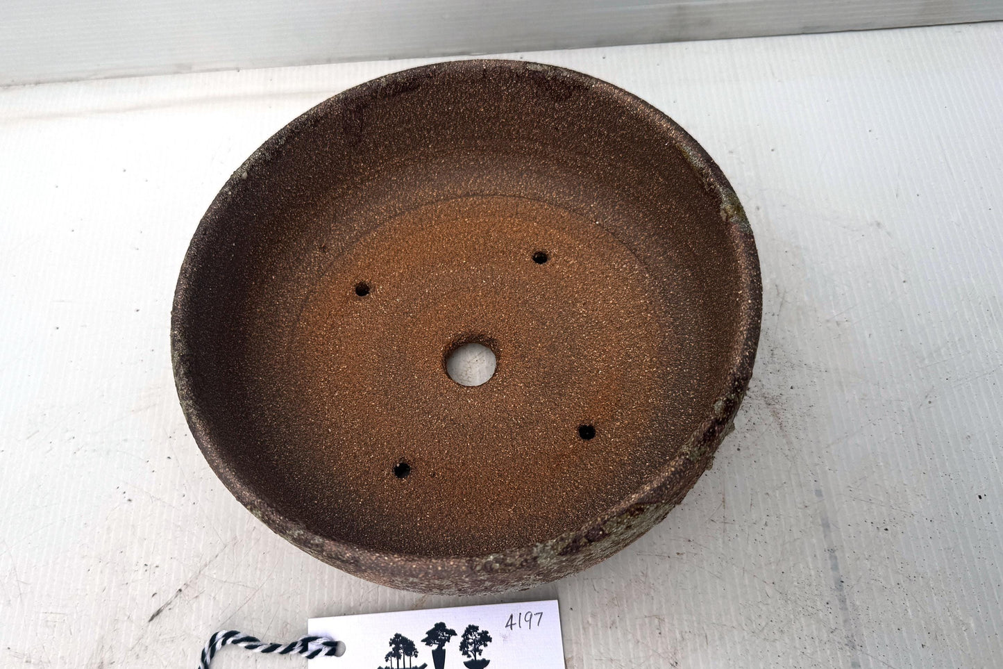 Round 20cm Brown Smooth Stoneware Woodash Bonsai Pot