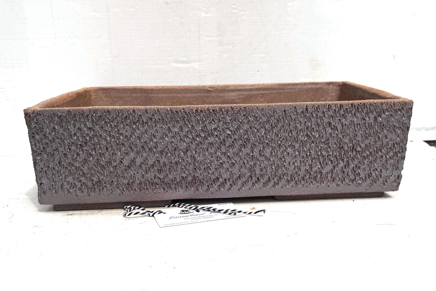Rectangular 42cm Brown Textured Stoneware Bonsai Pot