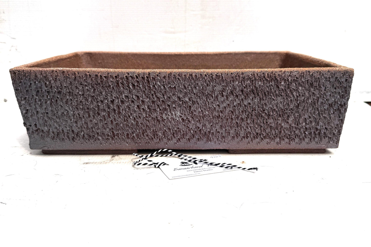Rectangular 42cm Brown Textured Stoneware Bonsai Pot