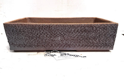 Rectangular 42cm Brown Textured Stoneware Bonsai Pot