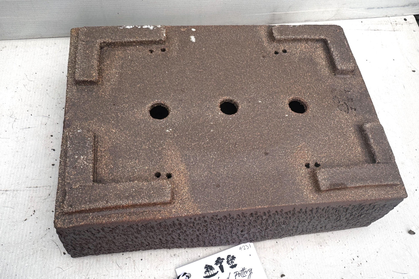 Rectangular 34cm Brown Textured Stoneware Bonsai Pot