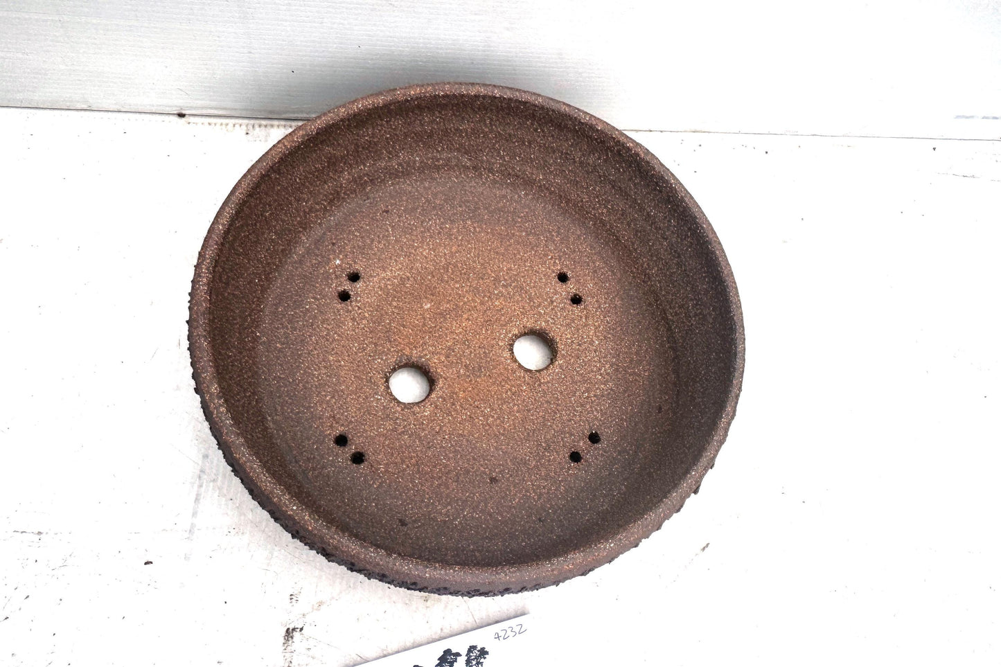 Round 24.5cm Brown Textured Stoneware Bonsai Pot