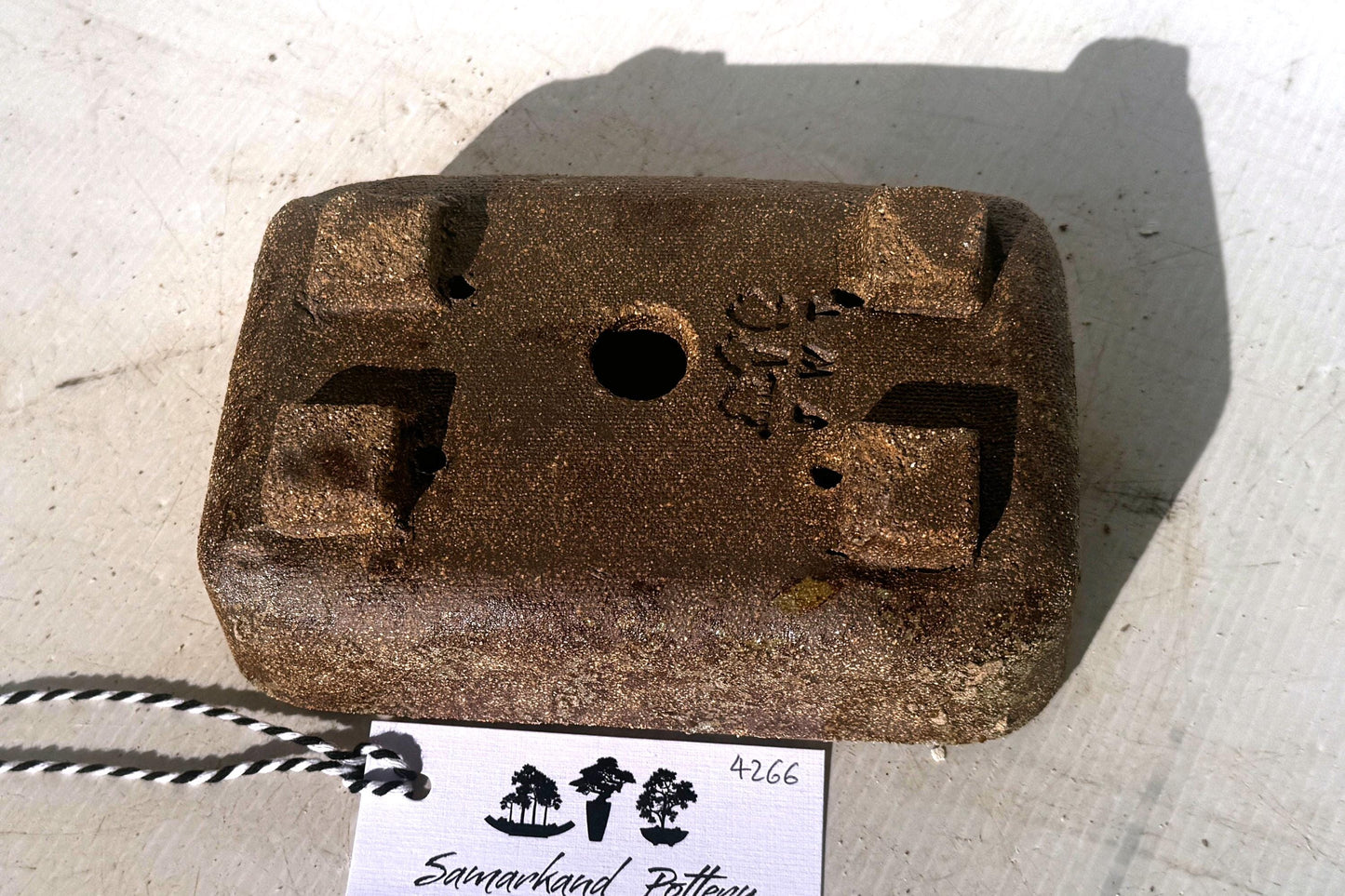 Rectangular 17.5cm Brown Stoneware Woodash Bonsai Pot