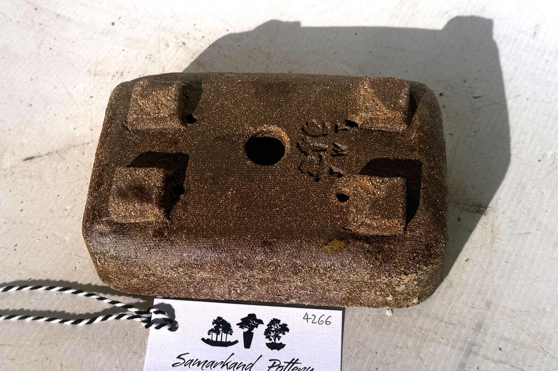 Rectangular 17.5cm Brown Stoneware Woodash Bonsai Pot