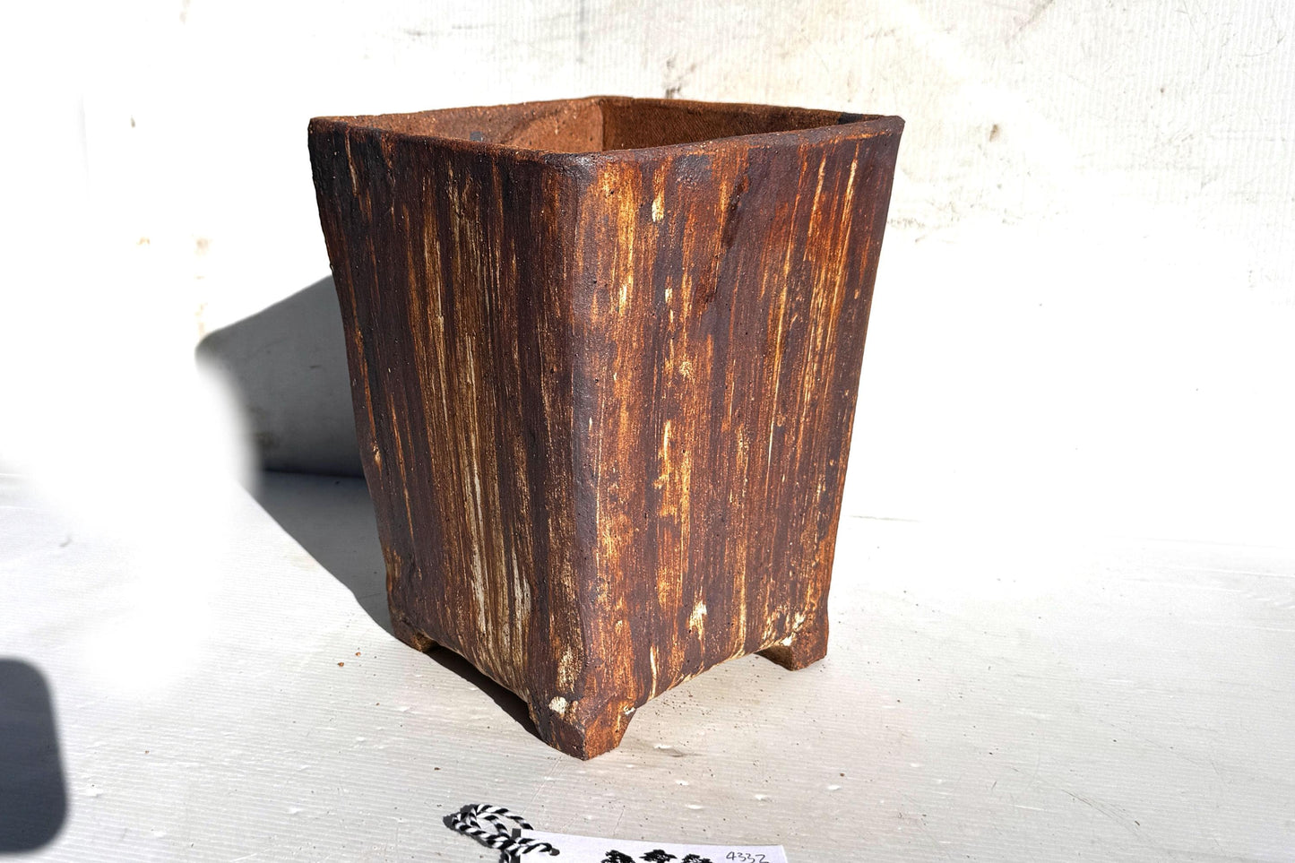 Square Cascade 19cm Brown Smooth Stoneware Bonsai Pot