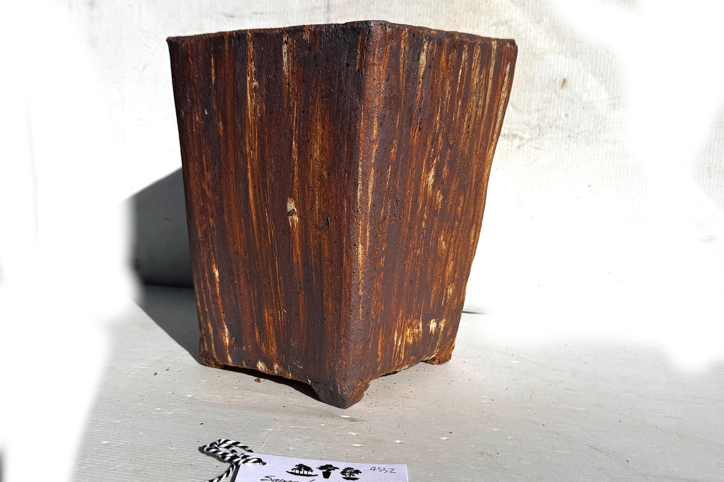 Square Cascade 19cm Brown Smooth Stoneware Bonsai Pot