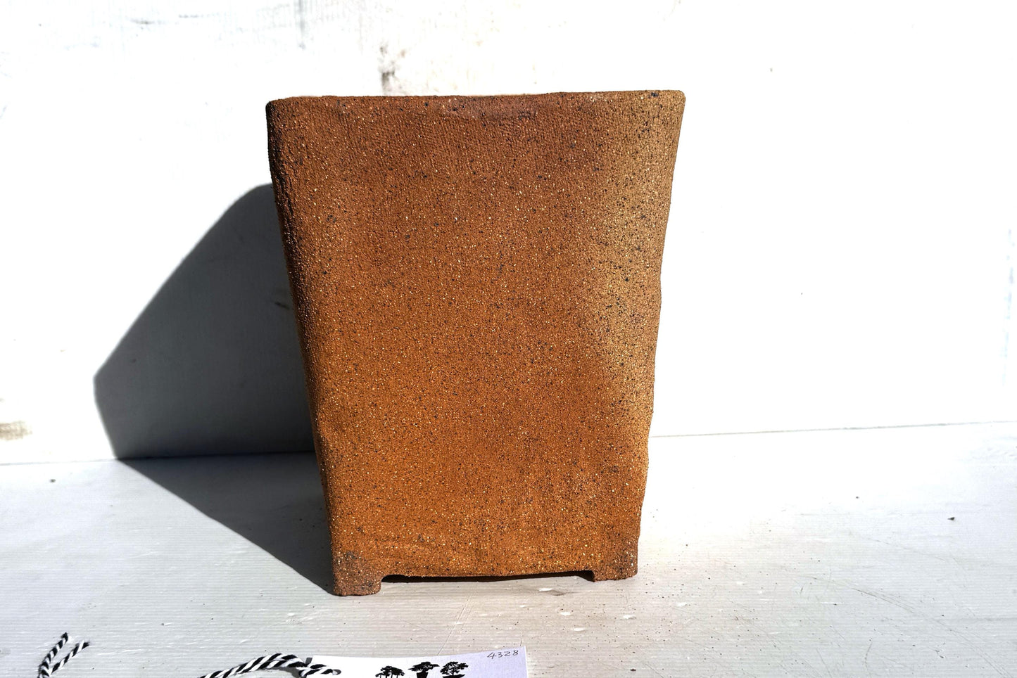 Square 18.5cm Brown Smooth Stoneware Bonsai Pot