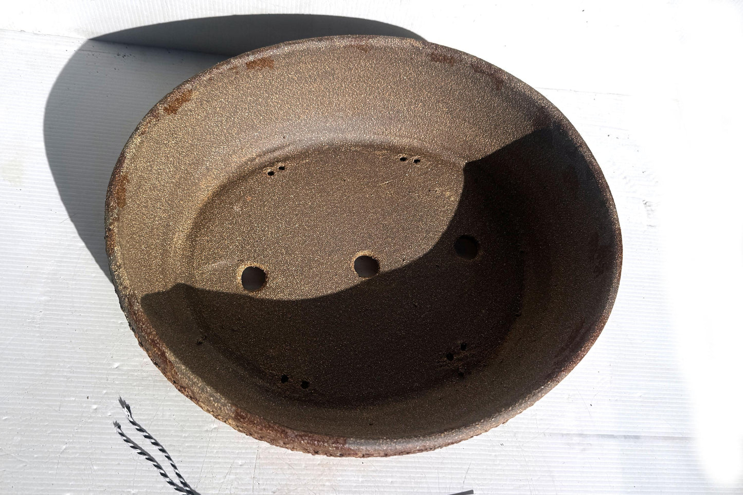 Oval 33cm Brown Woodash Textured Finish Stoneware Bonsai Pot
