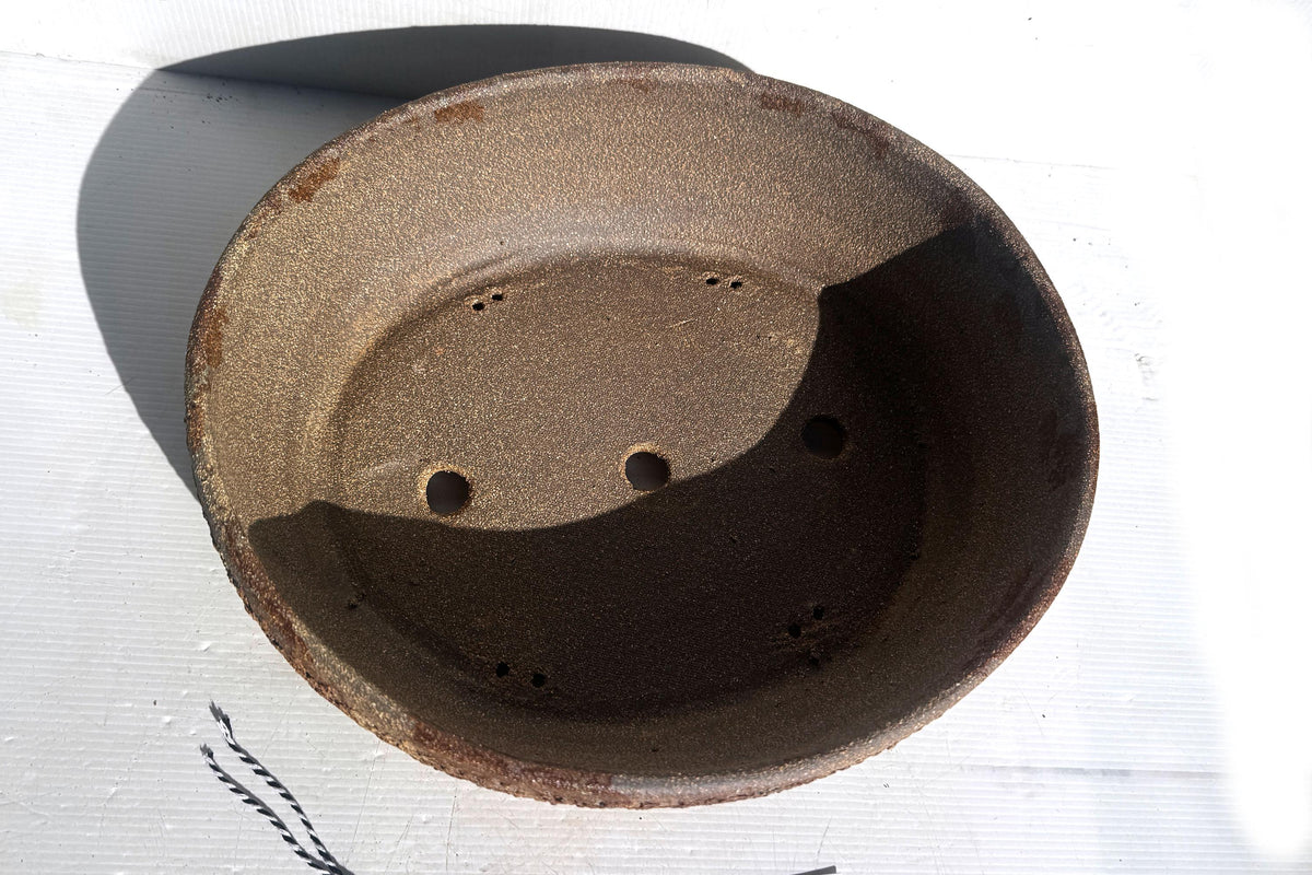 Oval 33cm Brown Woodash Textured Finish Stoneware Bonsai Pot