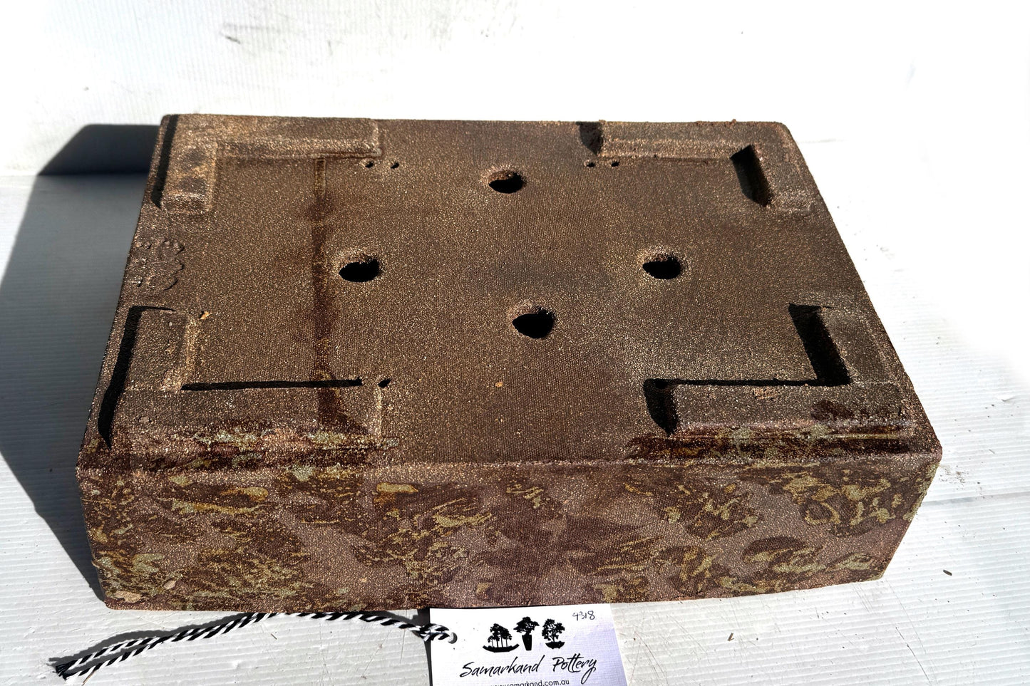 Rectangular 39cm Brown Stoneware Woodash Bonsai Pot