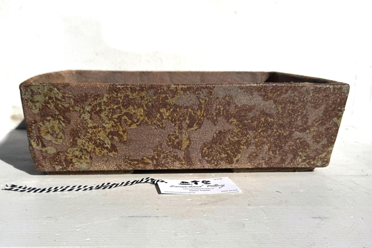 Rectangular 39cm Brown Stoneware Woodash Bonsai Pot